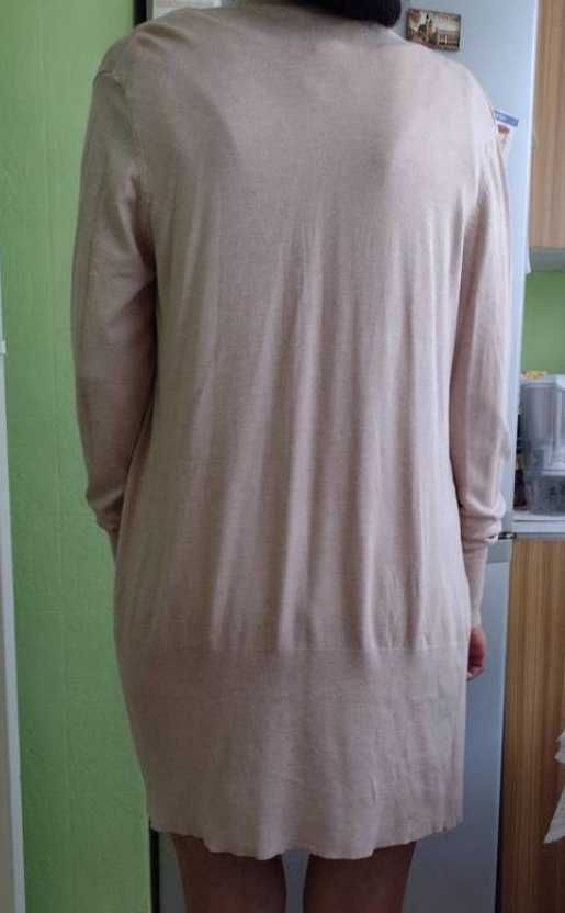 (M/L) Beżowy, dłuższy sweter biznesowy, kardigan z Londynu/ NOWY