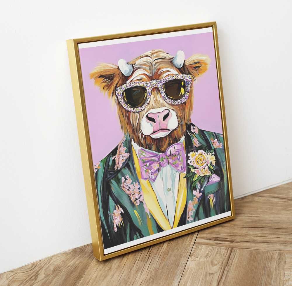 Plakat 13x18 Krowa Byk Pop Art Zwierzęta Portret Okulary Vintage