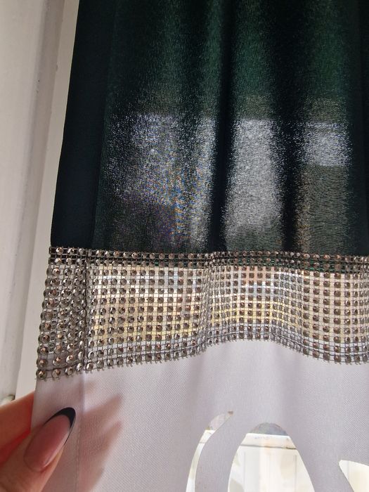 Dwie szt butelkowa zieleń zaslony glamour