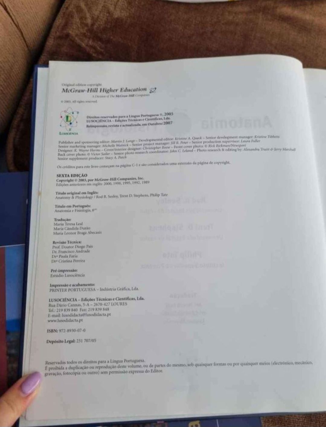 Livro de Anatomia e fisiologia