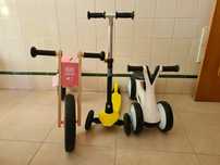 Trotinete, bicicleta e motinha de apoio