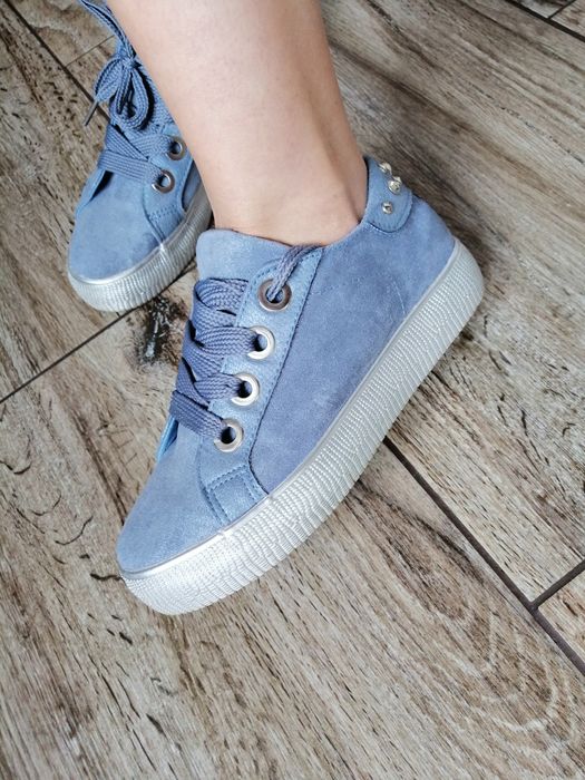 Trampki slip on błękitne srebrne swietna jakosc 39