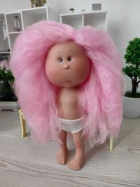 Кукла, лялька Мия Нинес де Онил c розовыми волосами без одежды, 30 см