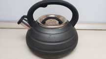 Czajnik 2,7L Czarny gaz stalowy z gwizdkiem