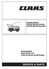 Katalog części sieczkarni Claas Jaguar 900, 890, 870, 850, 830 TYP 492