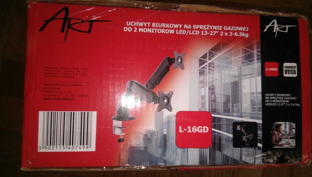 ART L-16GD – Profesjonalny uchwyt biurkowy do dwóch monitorów!