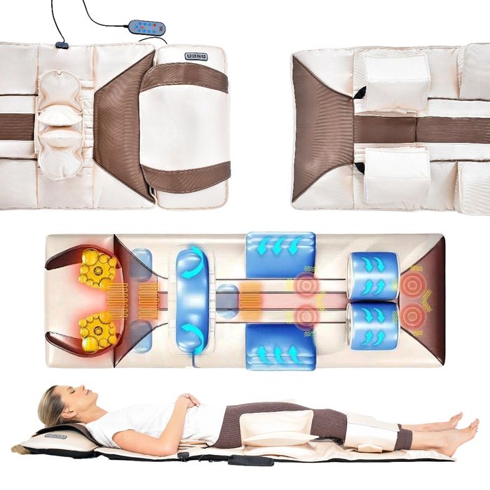 Mata Masująca Wibracyjna Do Masażu Pleców Na Fotel 170x60 cm Biała