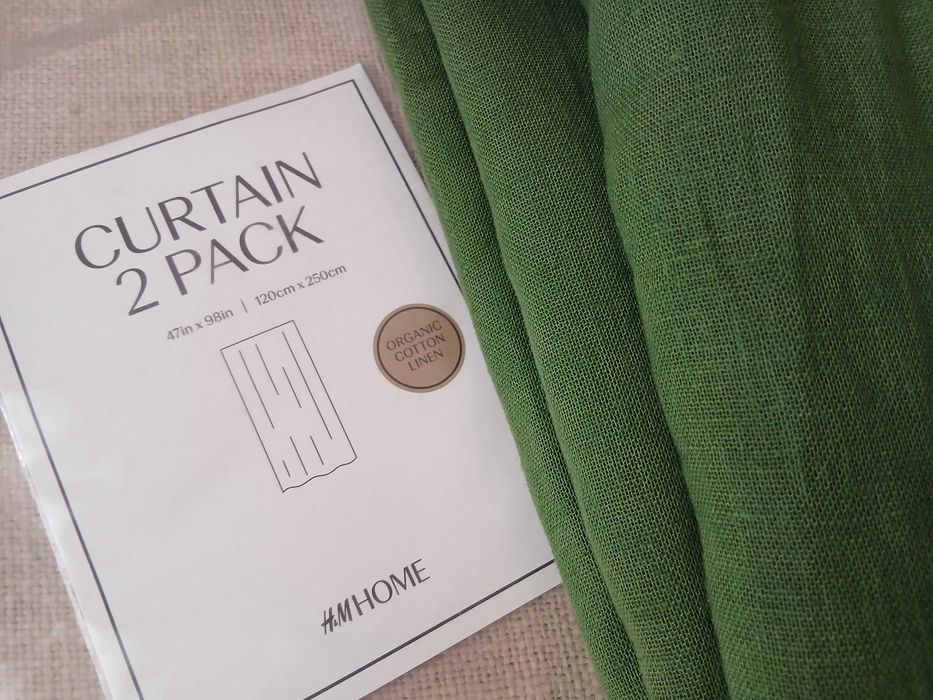 Zasłony  HM  len plus bawełna zielone