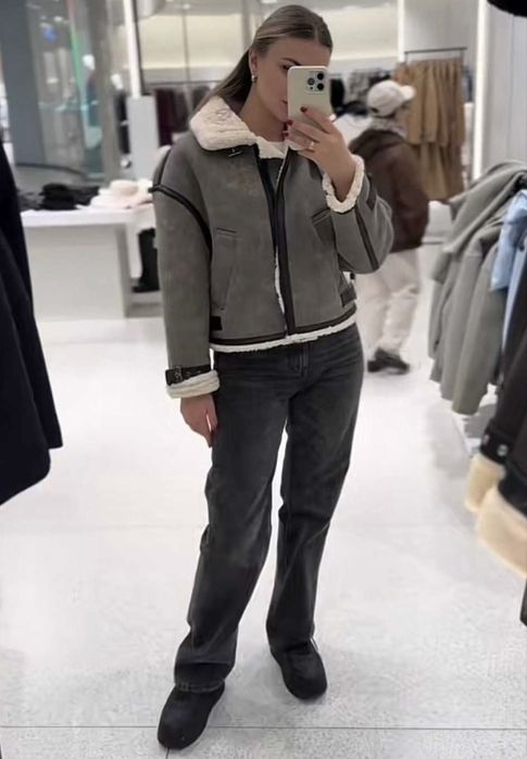 Дублянка ZARA S M L XL зимова стеганное демі плащ куртка пальто