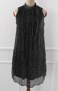 Nowa sukienka ze stójką czarna metaliczna rozmiar S Sinsay