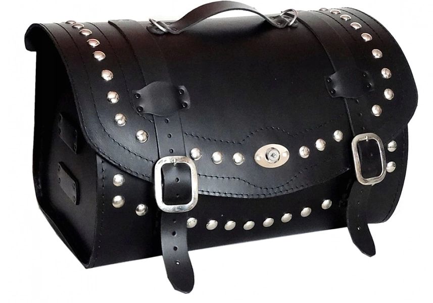 Kufer Skórzany 50 Cm Usztywiony Ćwieki Zamek