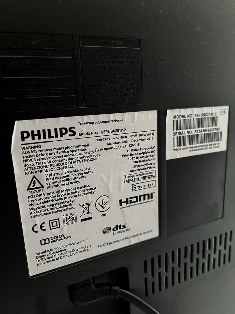 telewizor philips 4k 55 cali ambilight smart tv