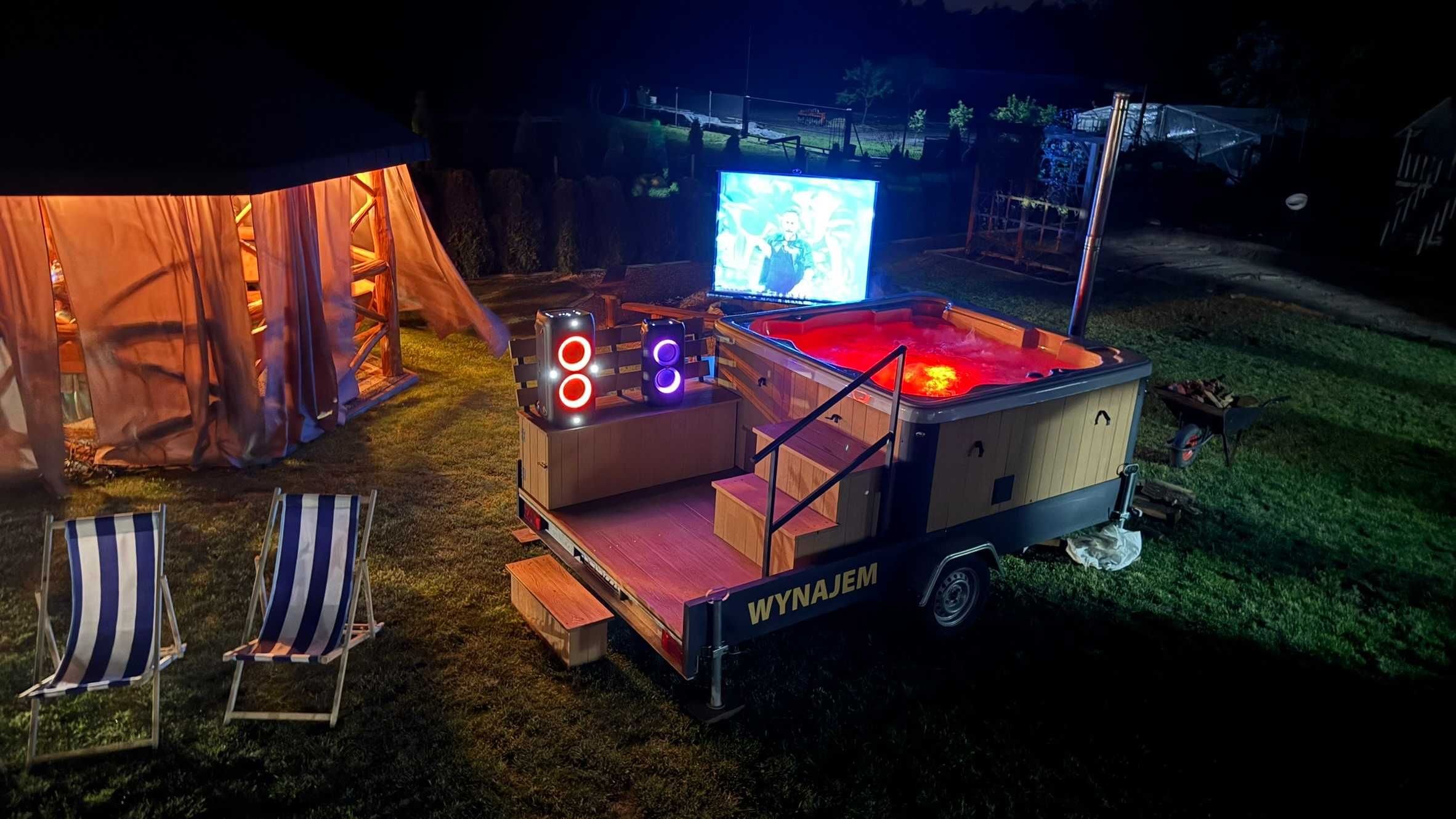 Jacuzzi / balia mobilna wynajem opalanie drewnem i grzałką