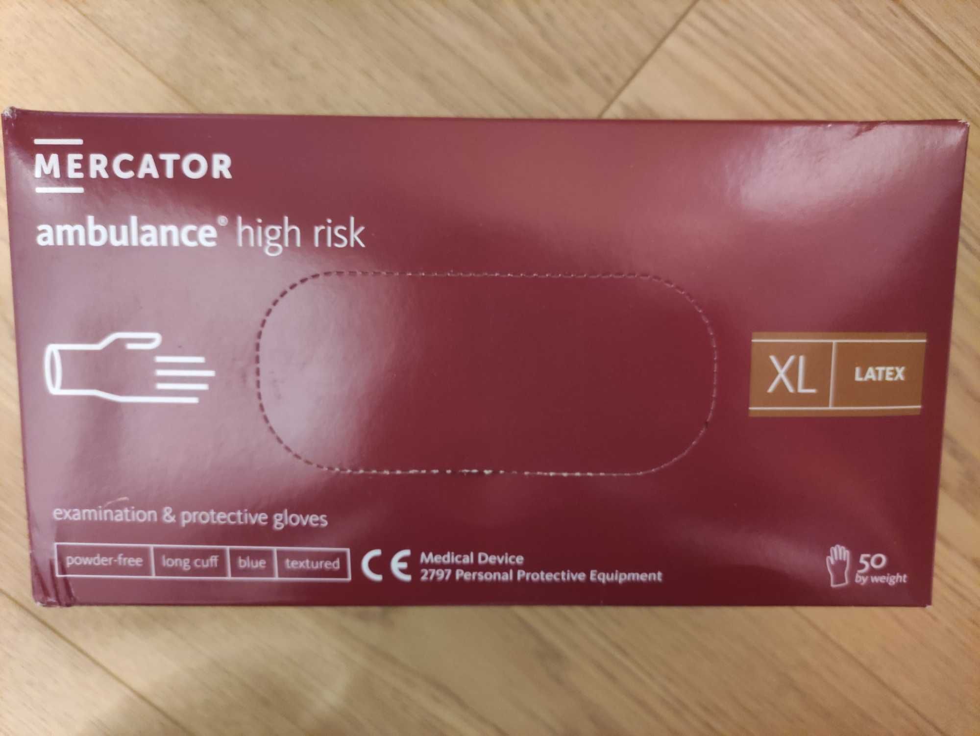 Rękawiczki lateksowe MERCATOR ambulance high risk 2 opak. (100 szt)
