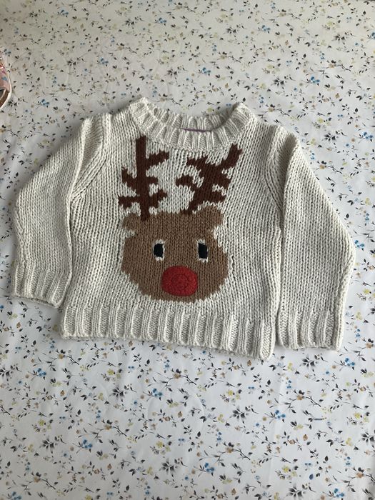 Sweter świąteczny z reniferem, NEXT, rozmiar 104cm