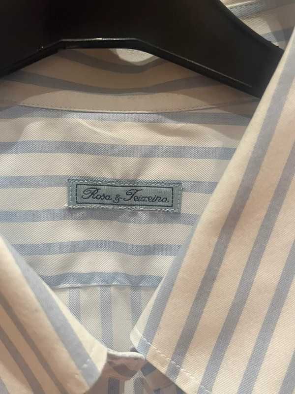 Camisa homem branca com riscas Rosa e Teixeira