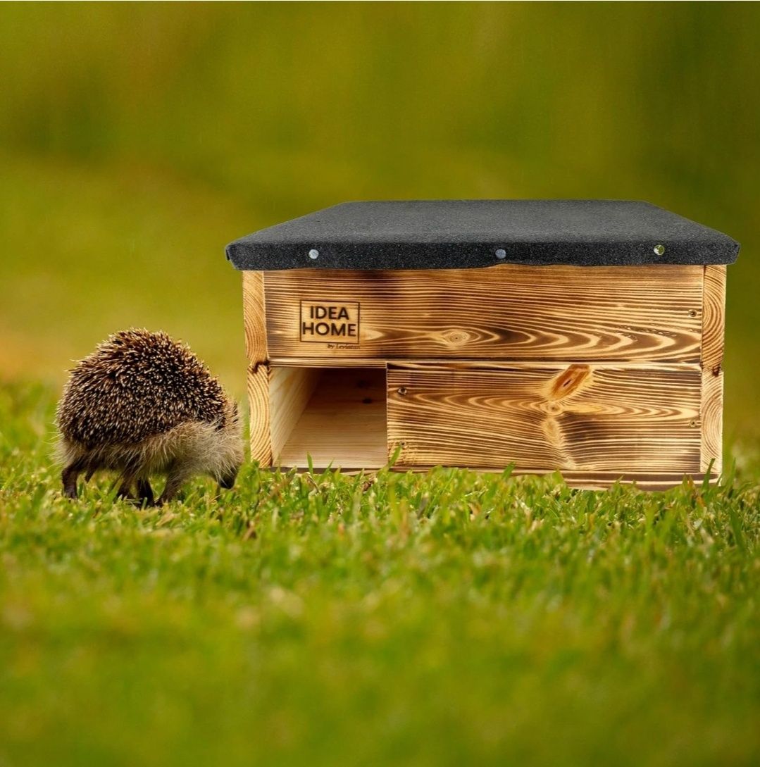 IDEA HOME Domek dla jeża na jeże z dnem z drewna, całoroczny domek