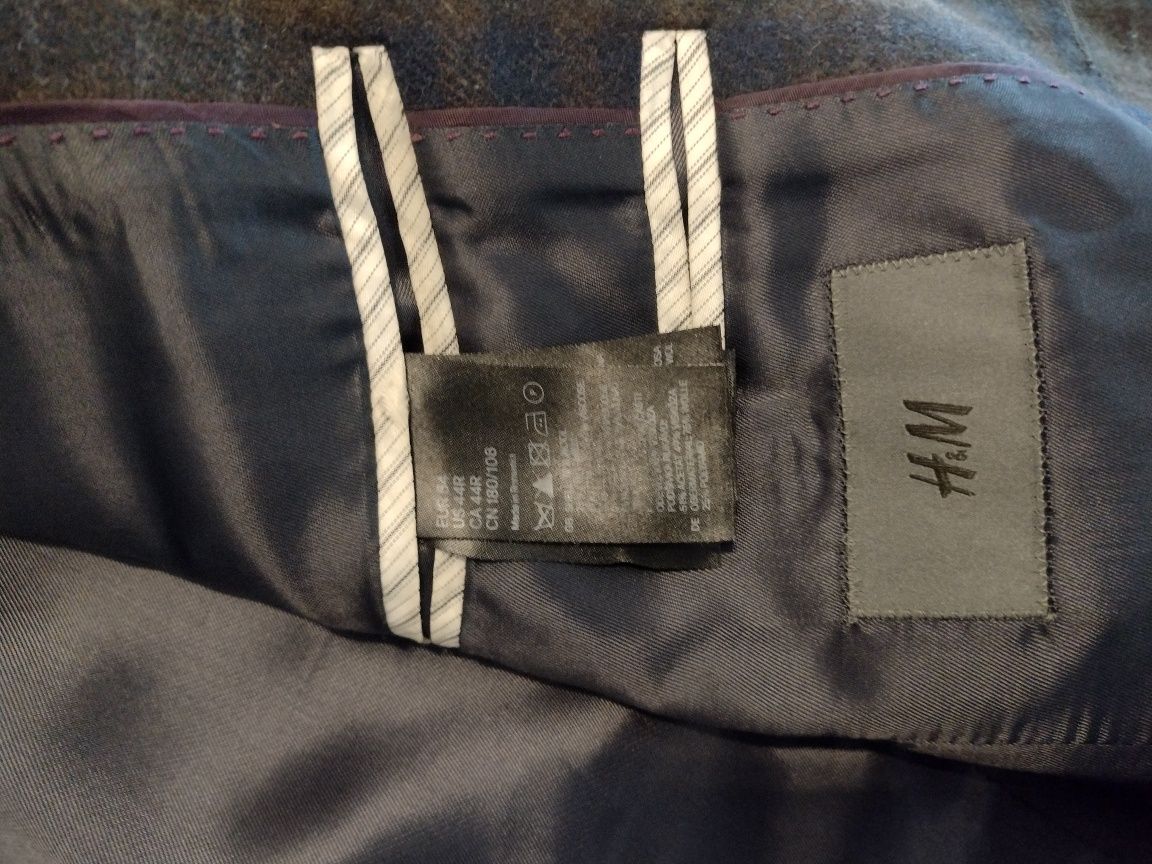 Płaszcz męski wiosna elegancki krata H&M xl