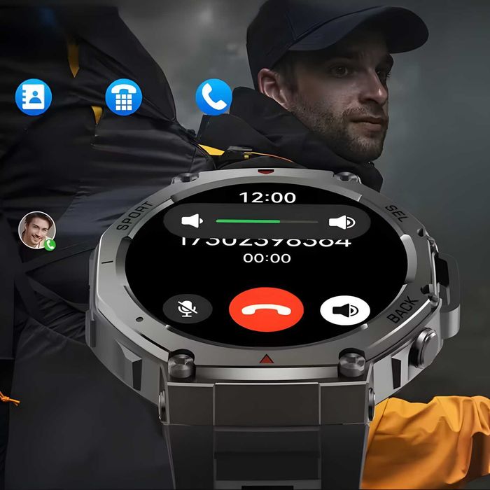 Smartwatch Męski GPS Wodoodporny Sport Amoled Menu PL Czarny Zegarek