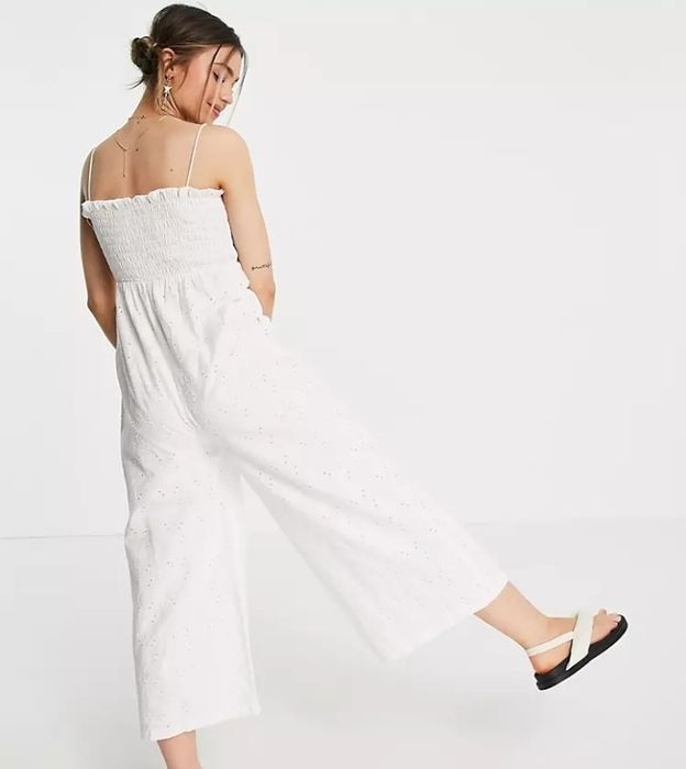 OKAZJA asos biały bawełniany kombinezon letni szerokie komplet  34 xs