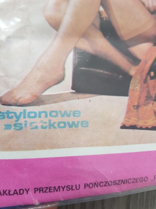 Pończochy do pasa nylonowe, stylonowe Feniks, PRL, vintage
