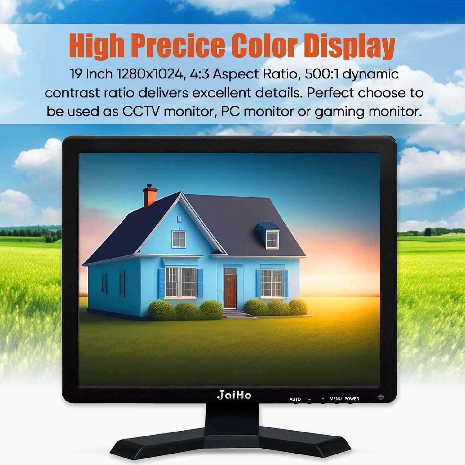 JaiHo 19 cali Panoramiczny monitor LCD VESA, HDMI/VGA/BNC/AV/USB CCTV