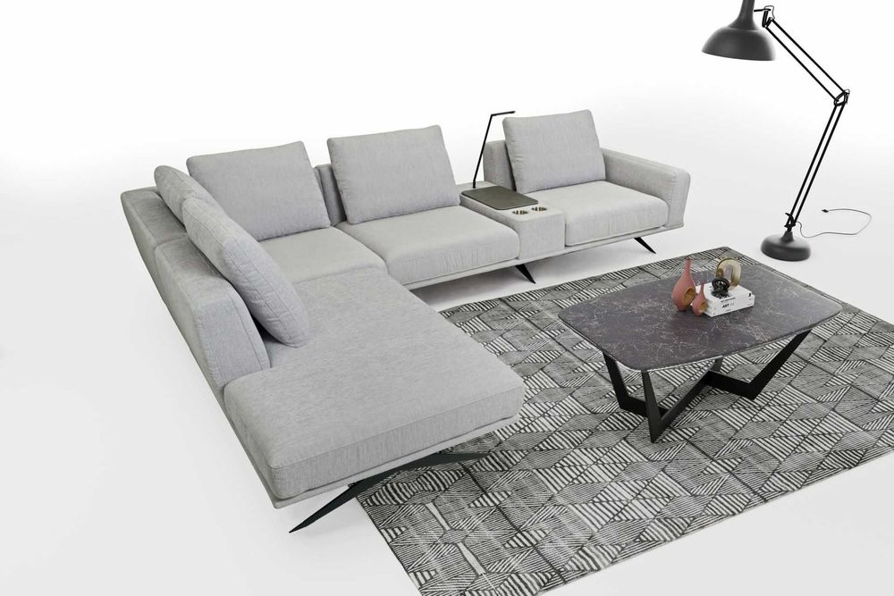 Narożnik Sines nowoczesny z barkiem na wysokich nogach