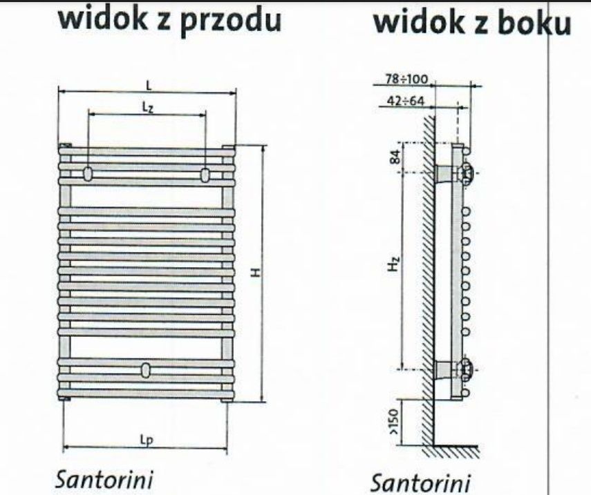 2x Grzejnik łazienkowy Purmo Santorini 11 06