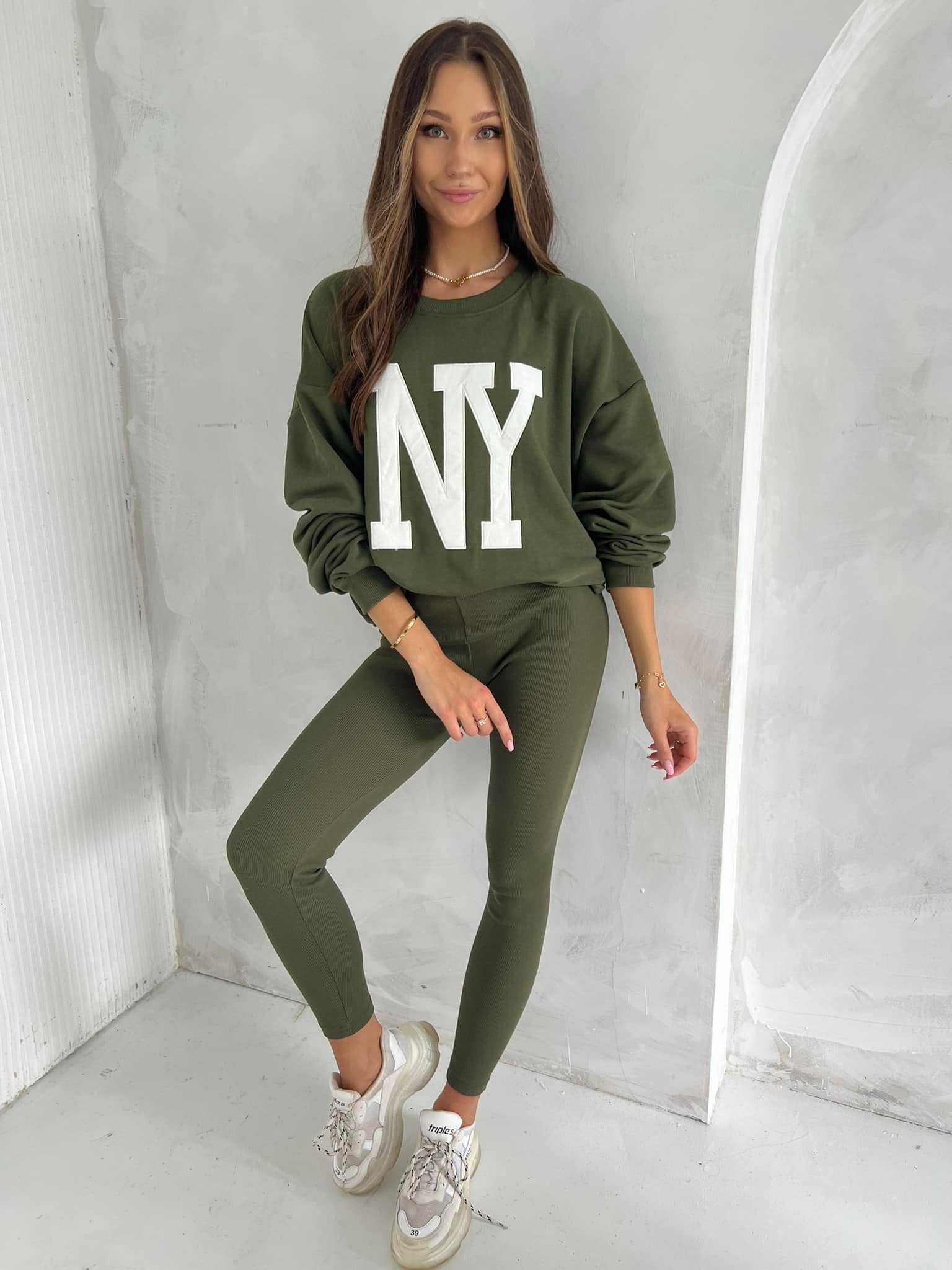 Komplet Bluza Oversize + Legginsy NEW YORK KHAKI