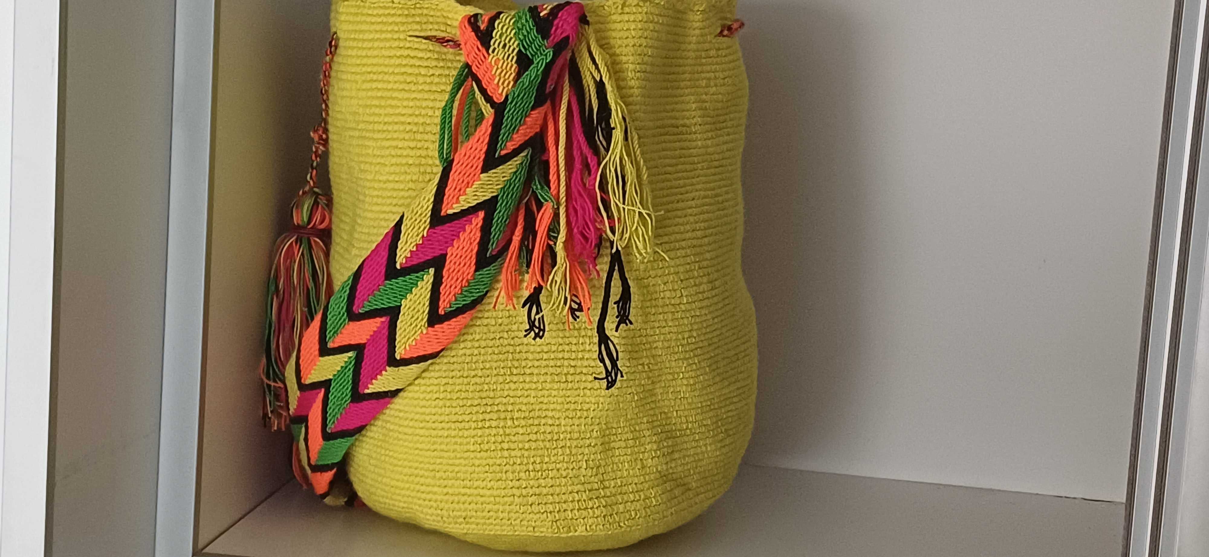 Oryginalna Kolumbijska torebka Wayuu ŻÓŁTA/La Flor de Cali/Boho/Nowa