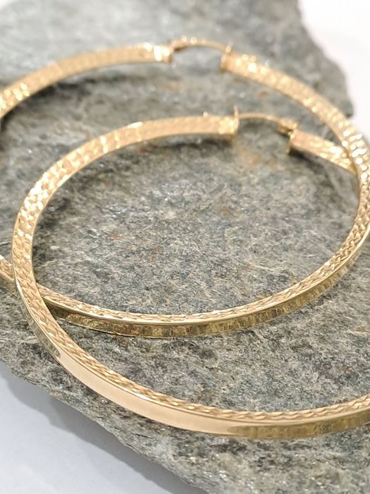 Piękne Złote kolczyki Kółka 585 Nowe 6 cm