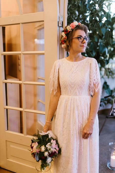 Suknia ślubna Ivette z atelier Joanna Niemiec, koronkowa, boho