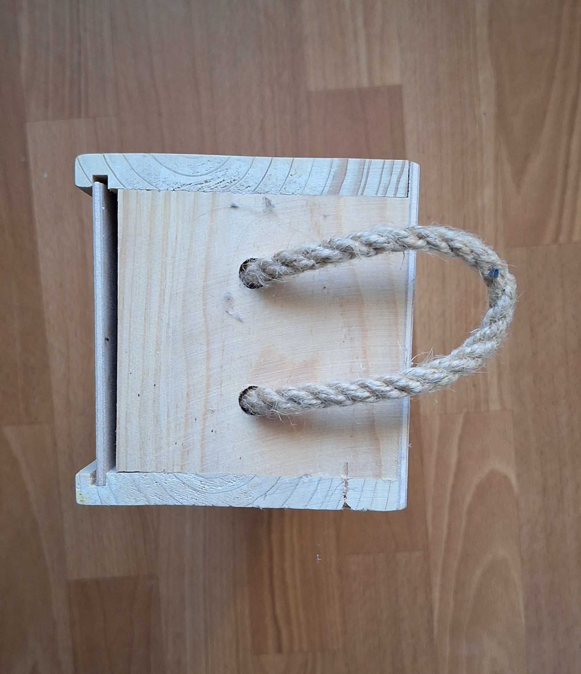 Drewniana skrzynka na butelkę wino drobiazgi DIY decoupage prezent