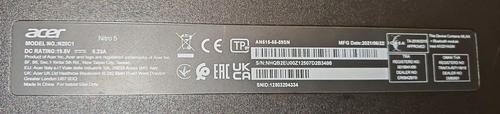 Ноутбук ACER Nitro 5 AN515-55-59SN