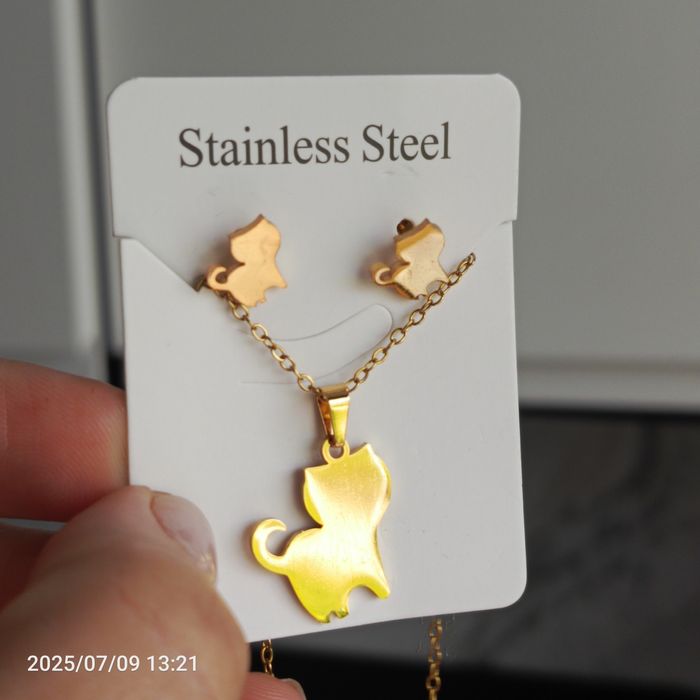 Nowy komplet stal nierdzewna kolczyki plus kolczyki kotki