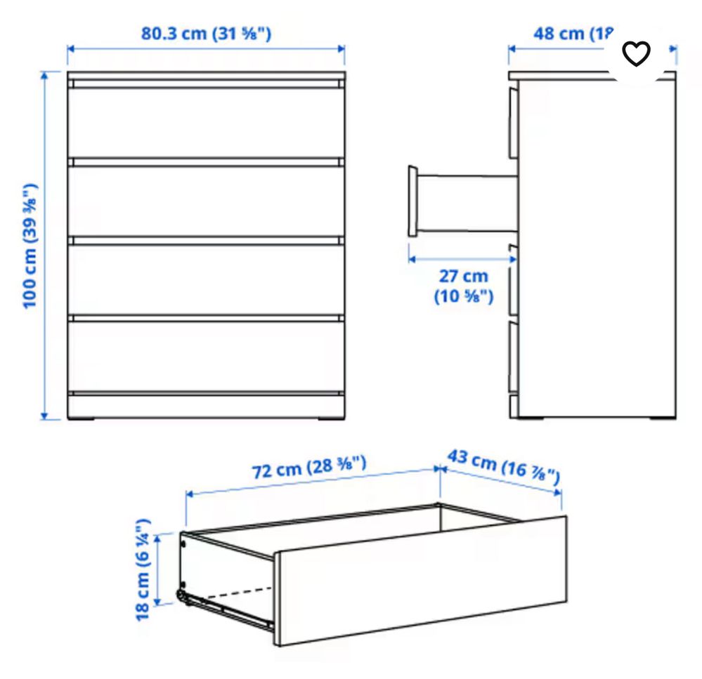 Comoda IKEA preto-castanho 80x100