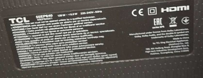 Телевизор TCL 55EP640 разбитый