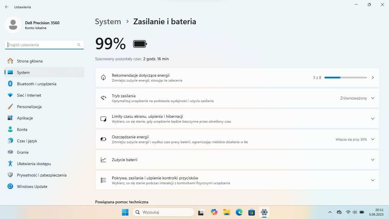 Laptop Dell Precision 3560, 32 GB Ram, 512 GB SSD + torba + stacja