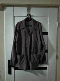 Marynarka Vintage Płaszcz Oversize Szara Narzuta Klasyczna Elegancka
