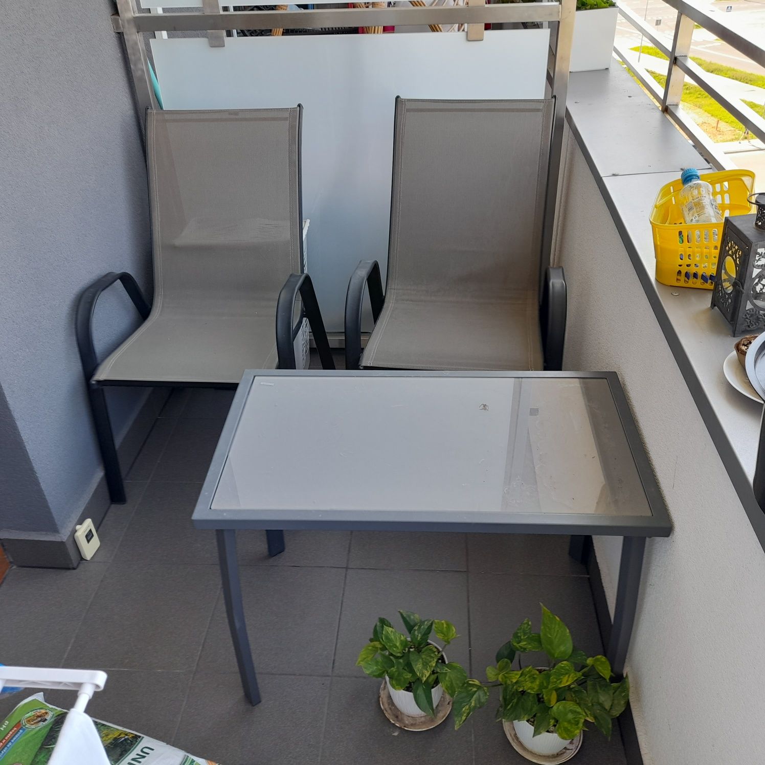 Stolik ogrodowy balkonowy 45x80 CINO metalowy antracytowy