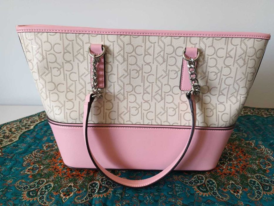 Calvin Klein CK Logo Beige & Pink Tote Bag