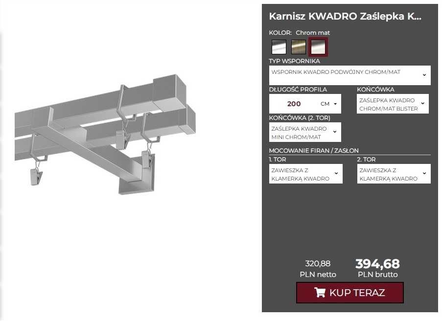 Karnisz Kwadro firmy Marcin Dekor 200cm