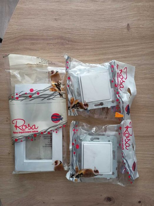 POLMARK Rosa wyłącznik, łącznik pojedynczy x2 + ramka podwójna biały