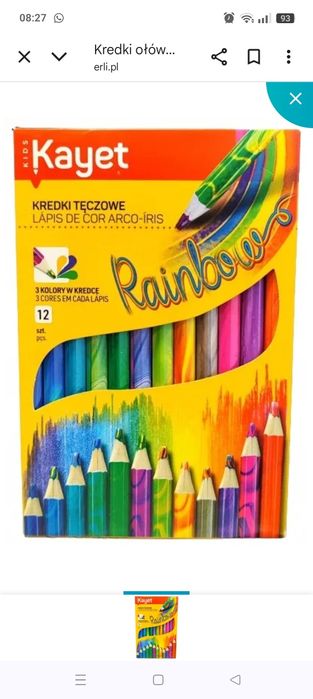 Rainbow kredki trójkątne trójkolorowe