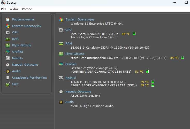 Komputer osobisty używany/ intel Core  i5-9600KF/ Nvidia GTX 1650