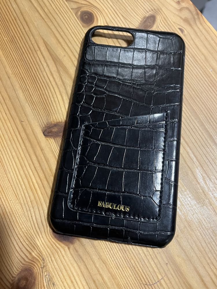 Etui case iphone 8plus czarne jak skóra