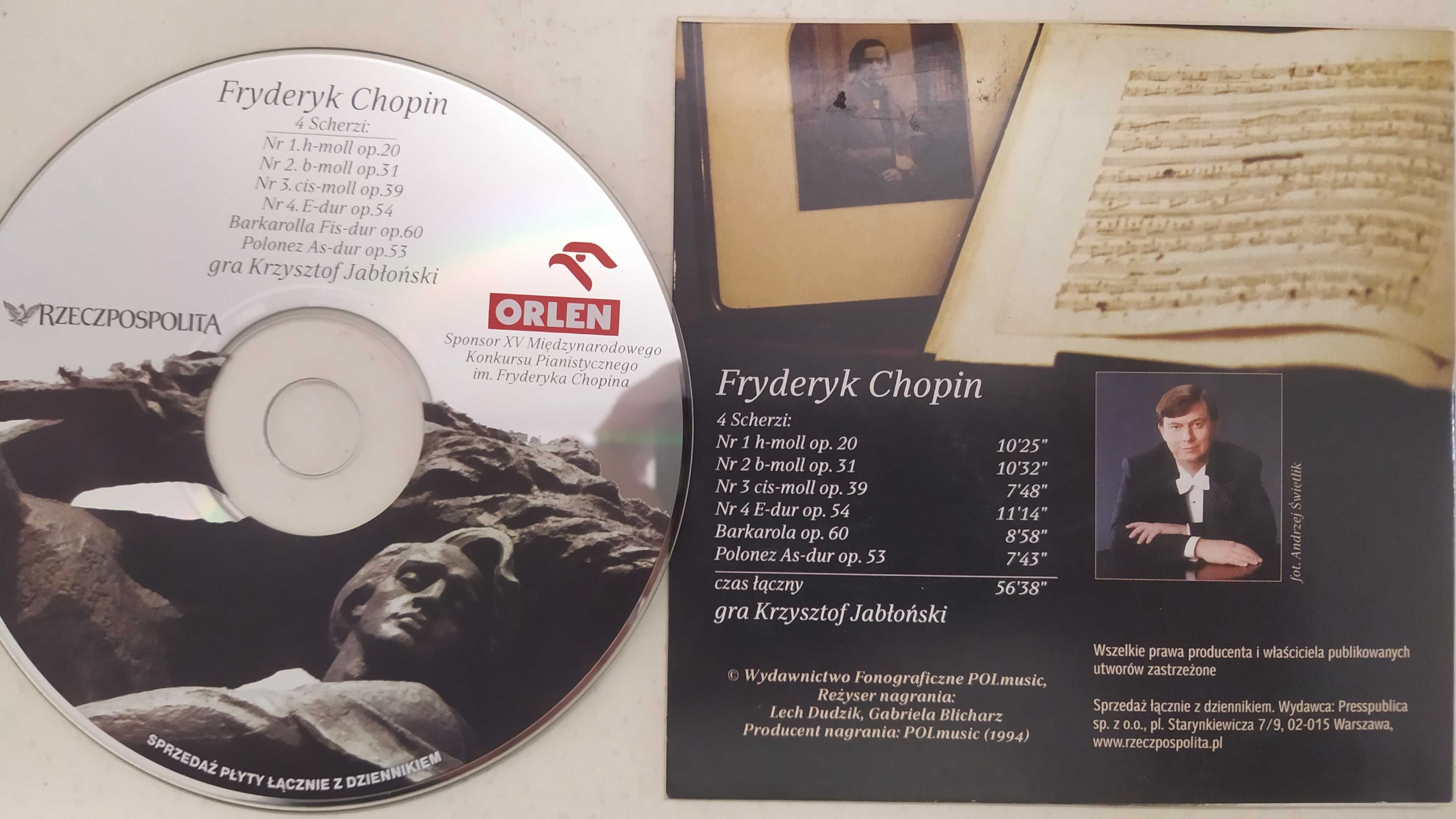 Fryderyk Chopin gra Krzysztof Jabłoński CD koperta Scherzi Polonez