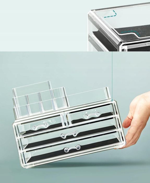 SONGMICS Organizer do makijażu 4 szufladami i 11 przegródkami JKA001TP
