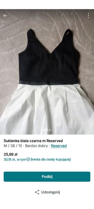 Sukienka m jak nowa bialo czarna