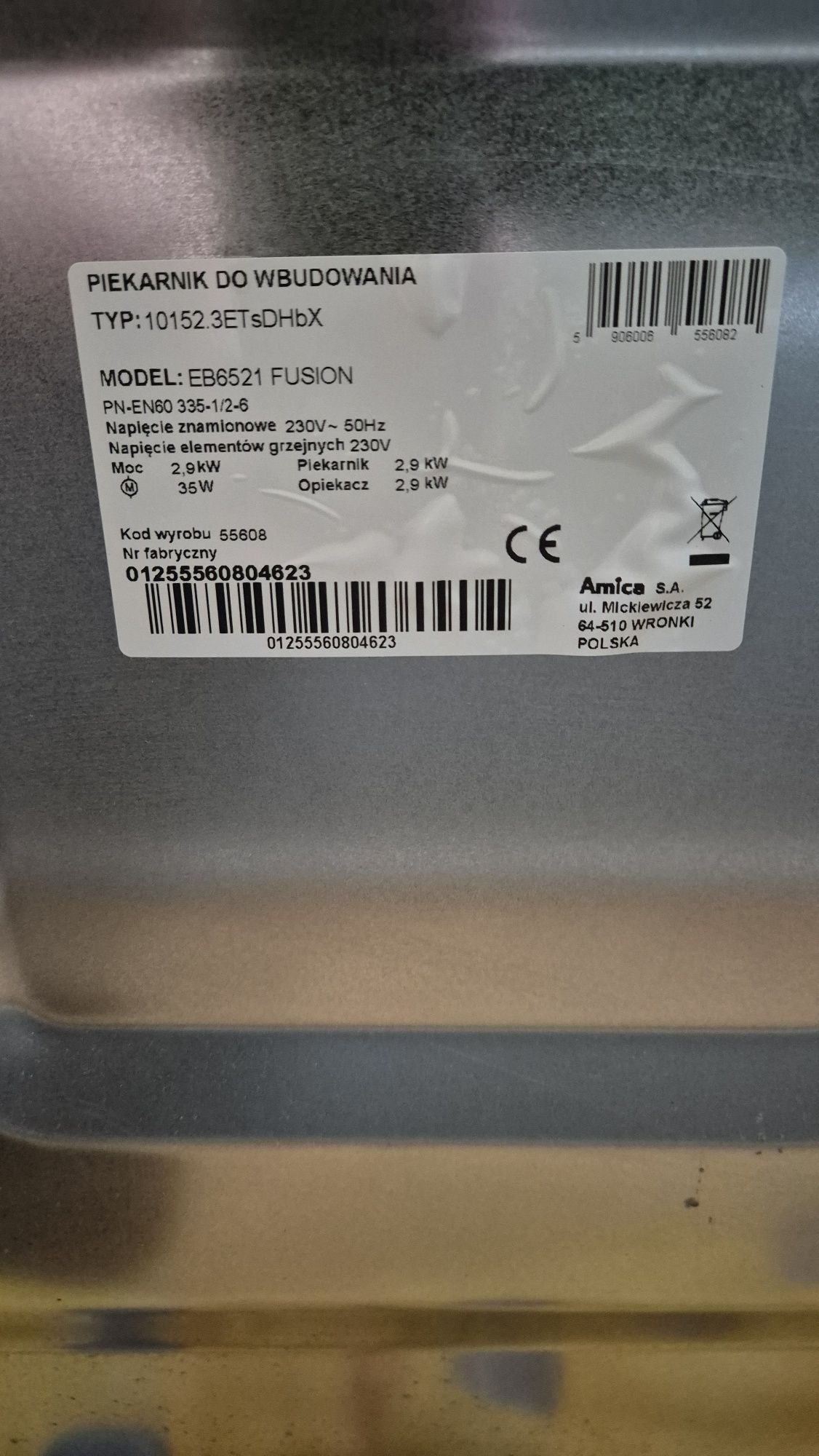 Piekarnik pod zabudowę Amica EB6521 Fusion